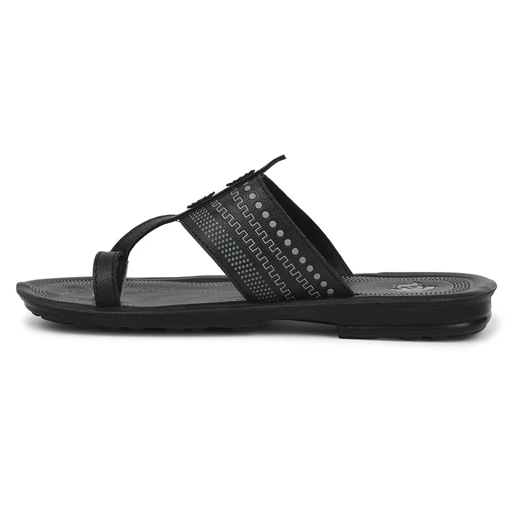 single A-HA Black Casual Flat Sandal For Men MPU-62 By Liberty
