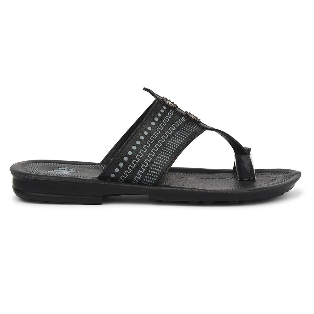 Breathable Inserts Microfiber Lining A-HA Black Casual Flat Sandal For Men MPU-62 By Liberty