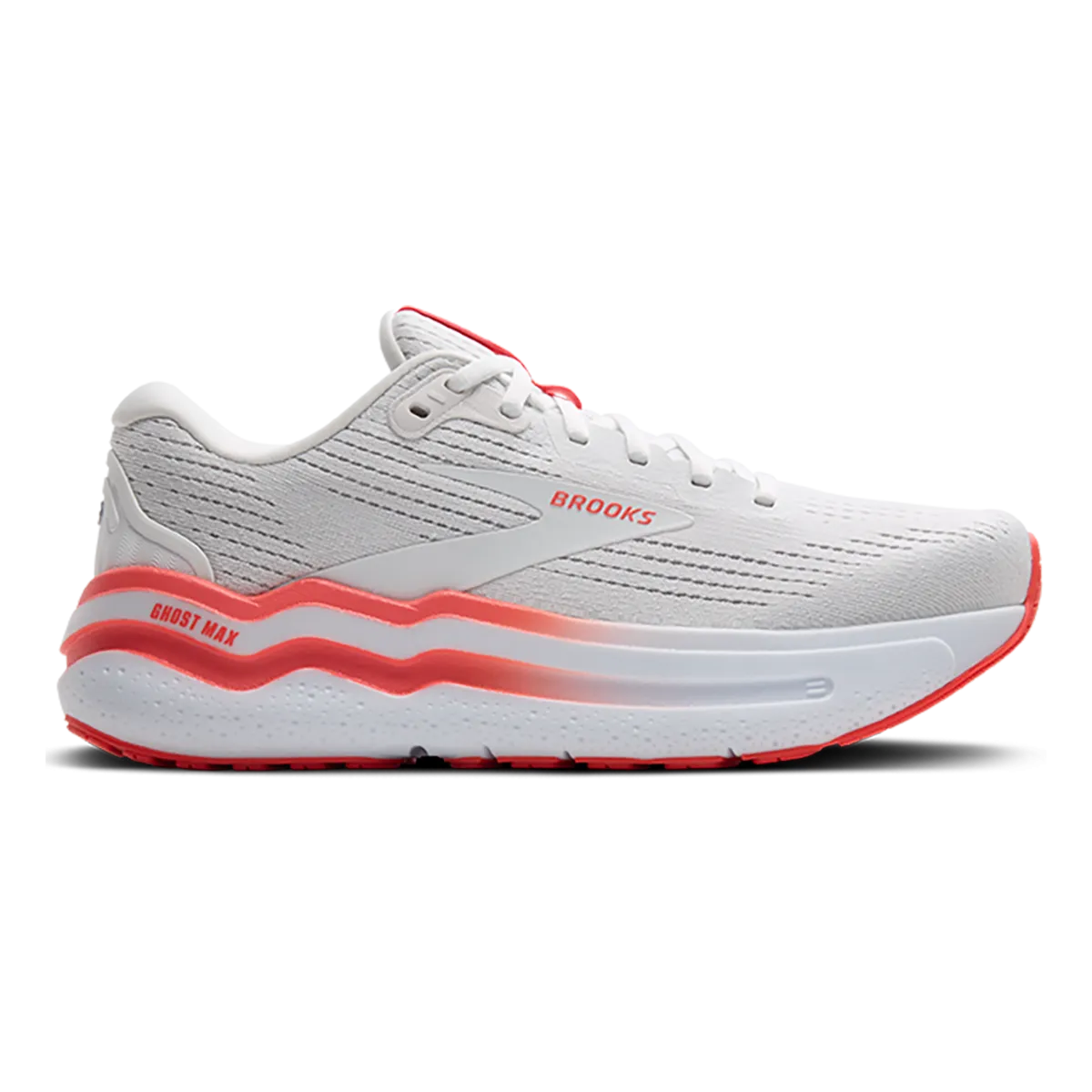 Brooks Ghost Max 2 - White - Hot Coral Stable Fit classic running shoes