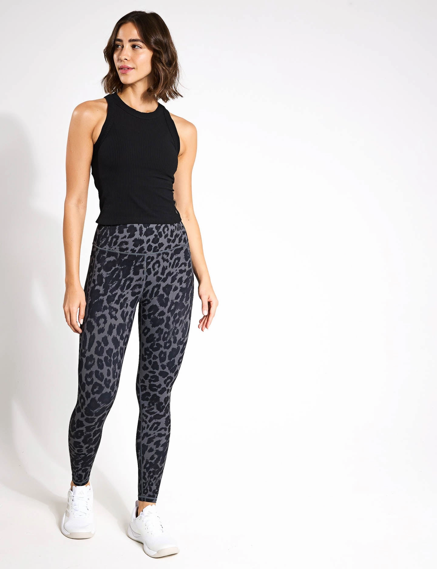 Weekend Trip Moisture Wicking Becca Legging - Mineral Grey Leopard