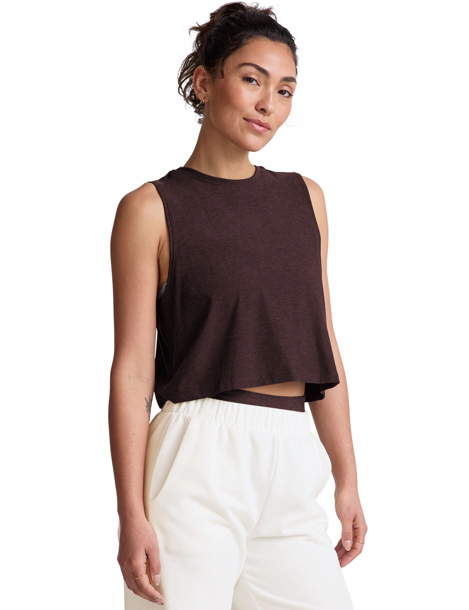 Featherweight Minimal Cropped Tank - Dark Chocolate Heather Classic Shirt