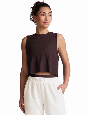 Featherweight Minimal Cropped Tank - Dark Chocolate Heather Trend Vibe Active Style
