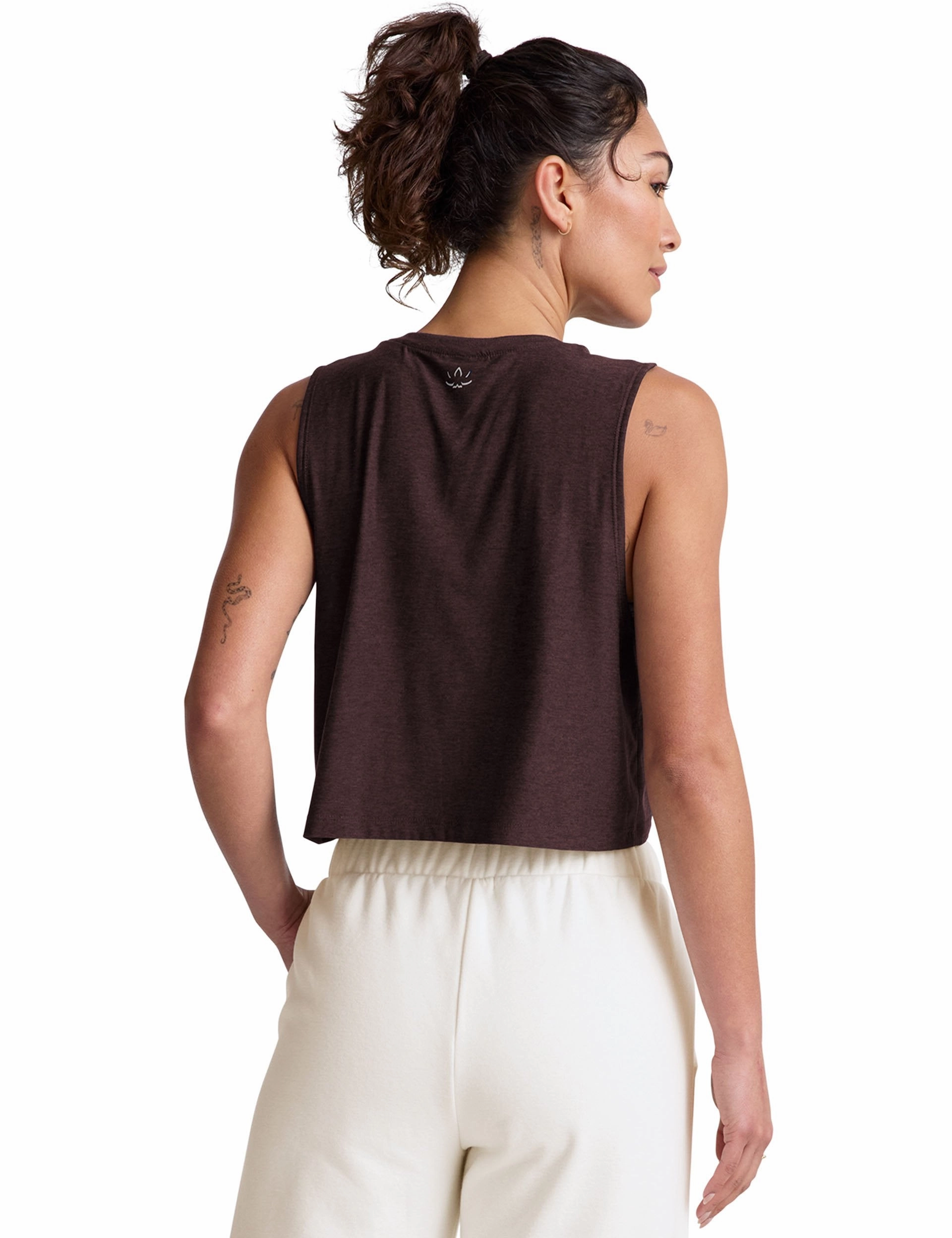Versatile Fashion Romance Fit Featherweight Minimal Cropped Tank - Dark Chocolate Heather