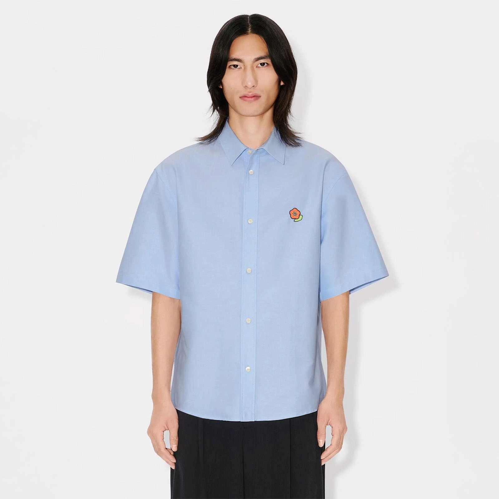 Kenzo Pop Crest Short Sleeve Shirt 'Oxford 'Blue' Sprint Fit