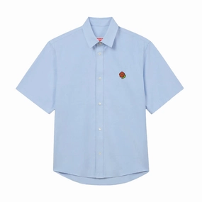 Kenzo Pop Crest Short Sleeve Shirt 'Oxford 'Blue' Lightweight clothing