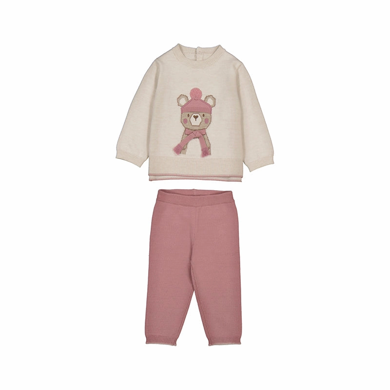 Polka dotted kids' outfits Mayoral 2pc Long Knit Pants Set - Orchid