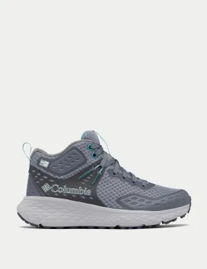 Konos TRS OutDry Mid Hiking Shoe - Ti Grey Steel/Teal Suede Non Slip Tread Pattern