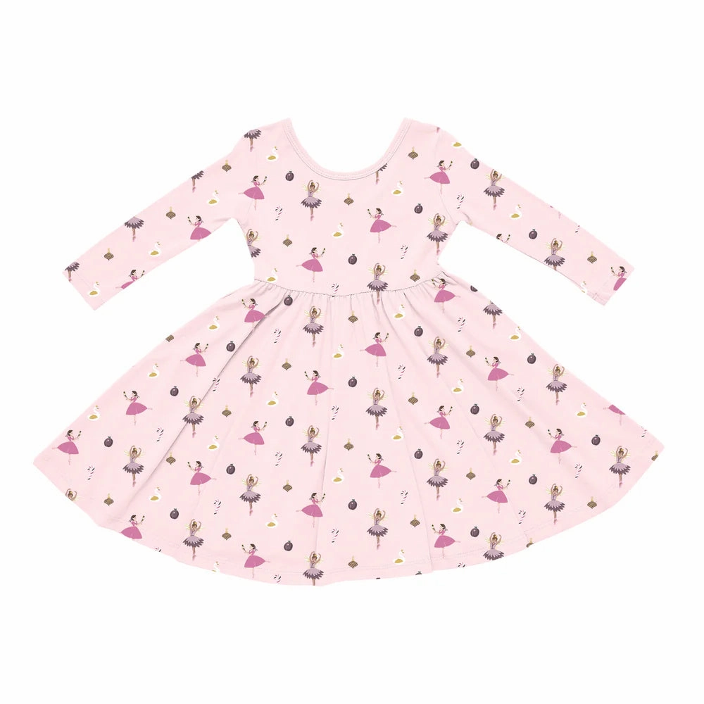Kyte Baby Long Sleeve Twirl Dress - Sugar Plum Stylish Blouse Joyful Mood