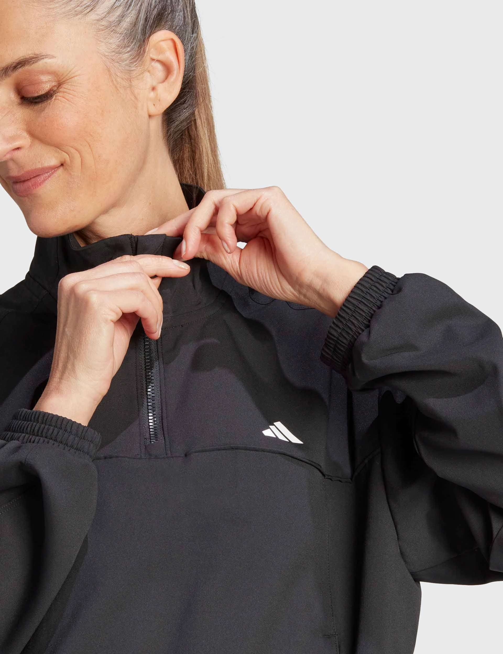 AEROREADY Train Essentials Woven Quarter-Zip Track Jacket - Black/White Convertible 2 In 1 Function MultiLayerSystem