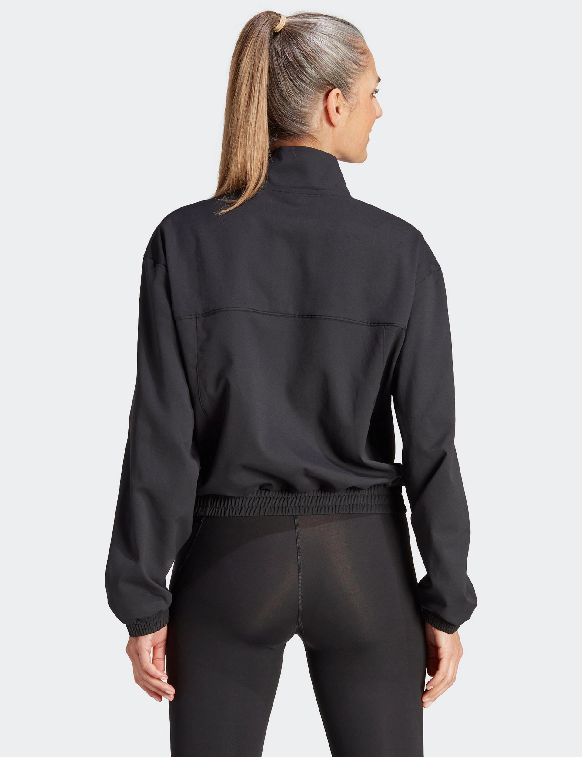 Daily Commute Wear AEROREADY Train Essentials Woven Quarter-Zip Track Jacket - Black/White