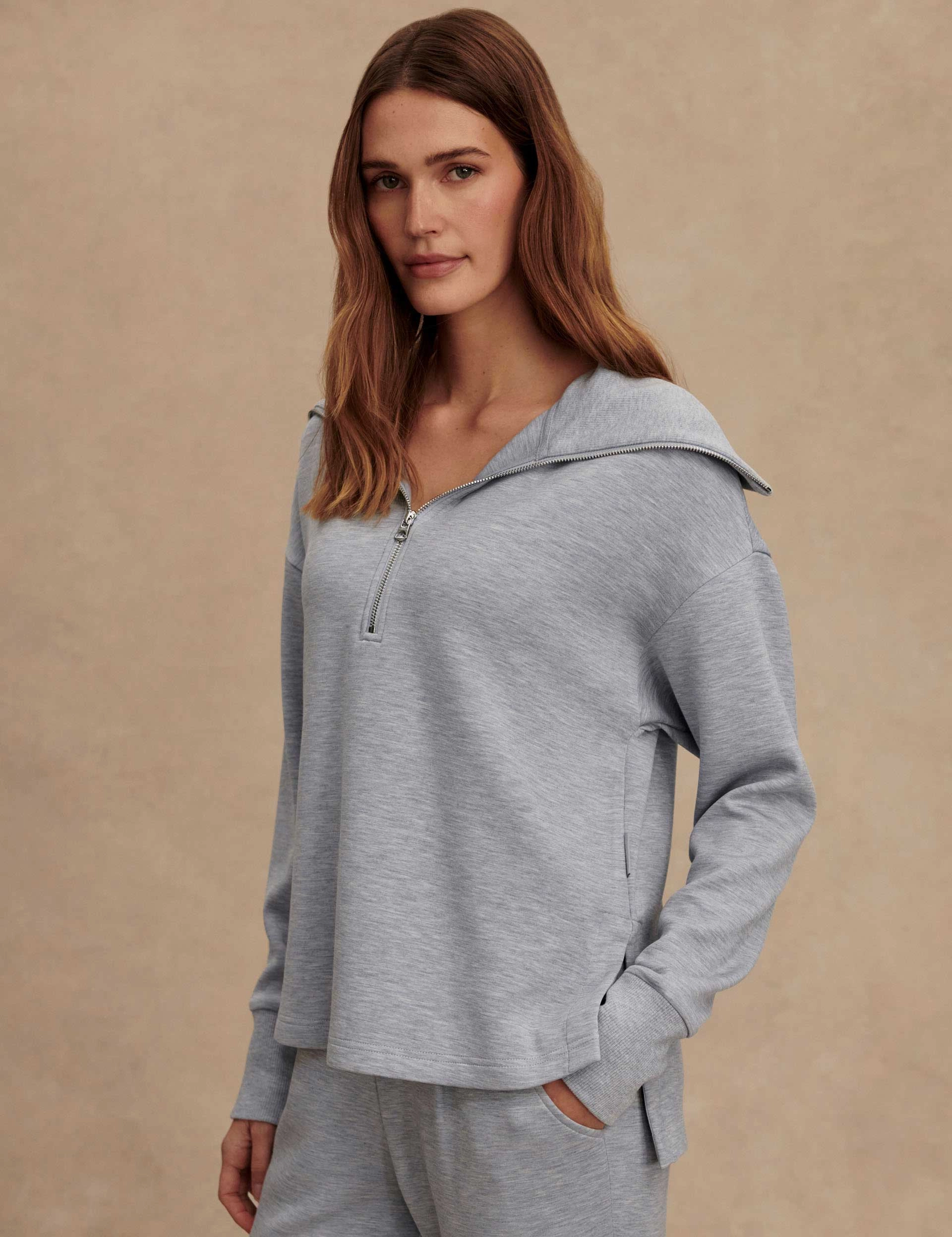 Larson Half-Zip Sweat - Mid Blue Marl quick dry maternity wear