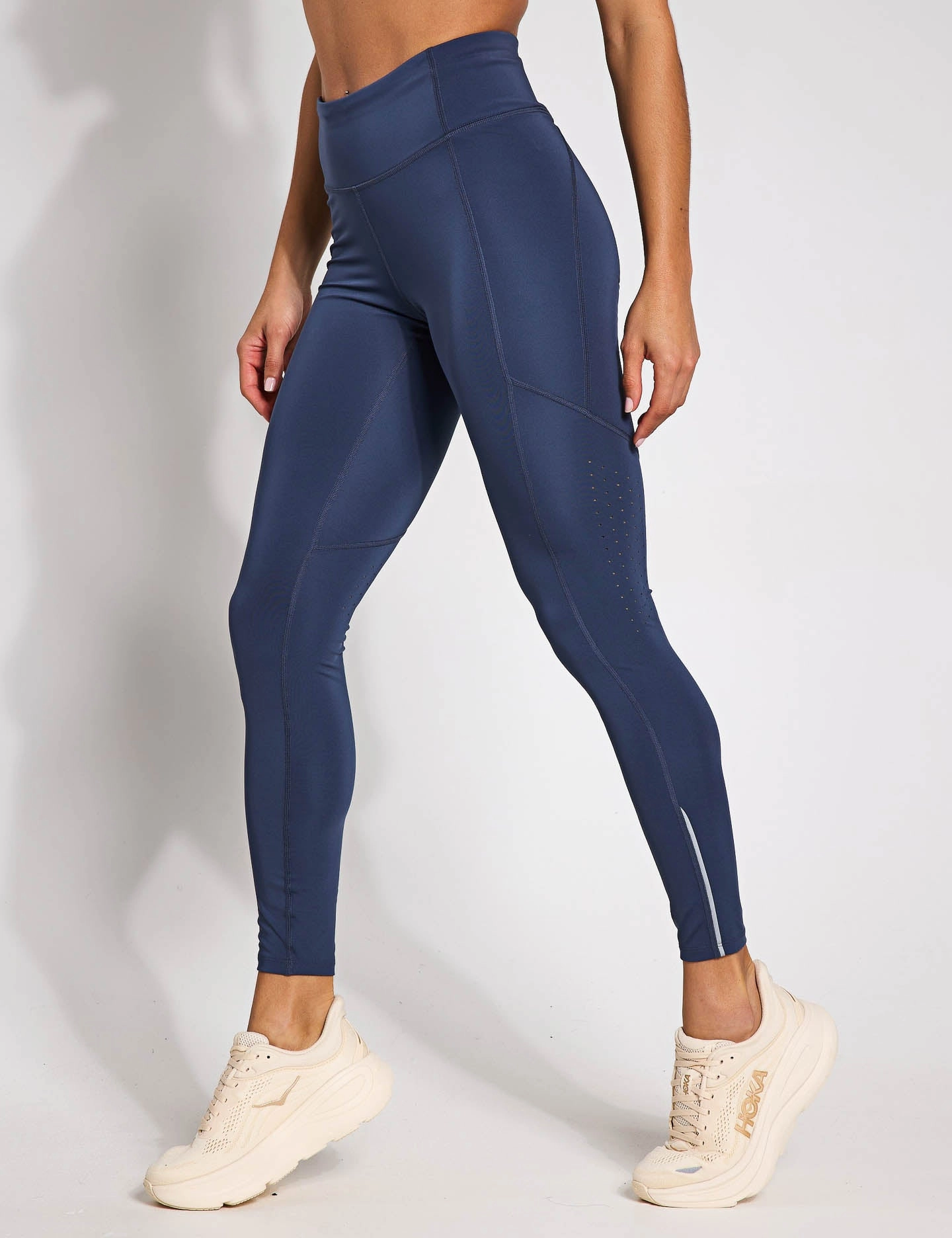 Non-Slip Waist Slim and Comfortable Launch Tights - Downpour Grey/Reflective