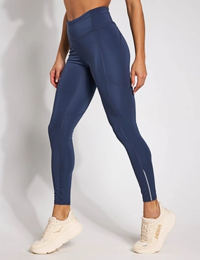 Non-Slip Waist Slim and Comfortable Launch Tights - Downpour Grey/Reflective