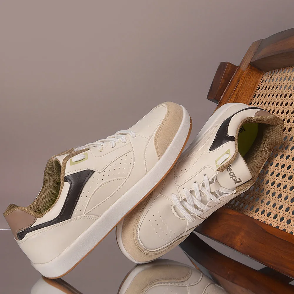 Anti Blister Lining Leap7x Beige Casual Lacing Sneakers For Men CLASTO-1E By Liberty