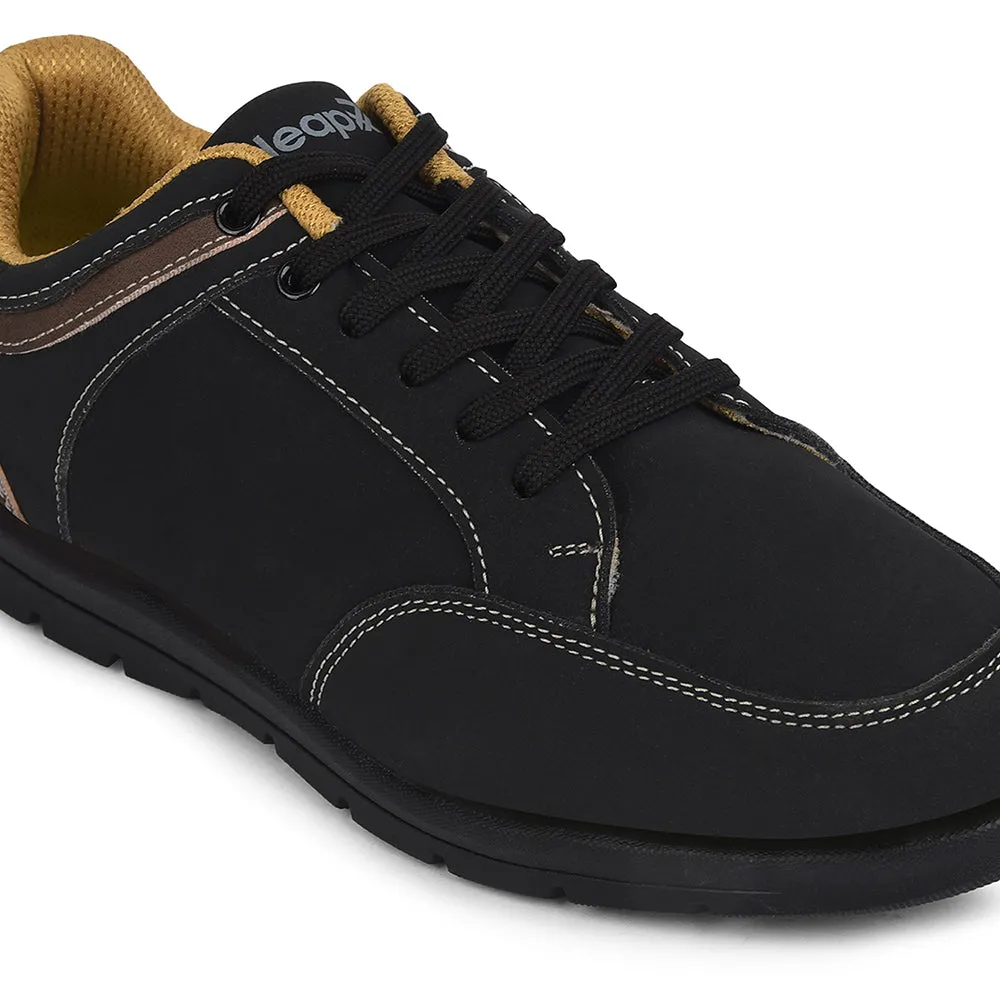 Leap7x Black Casual Lacing Sneakers For Men FRINKS-1E By Liberty Enhanced Toe Protection