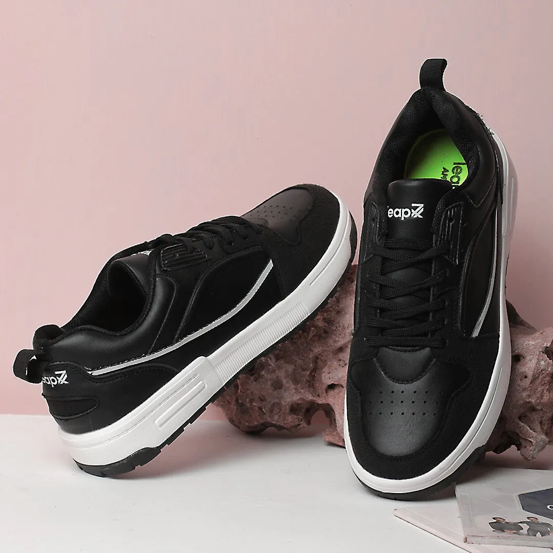 Leap7x Black Casual Lacing Sneakers For Men LAPON-1E By Liberty Toe box space
