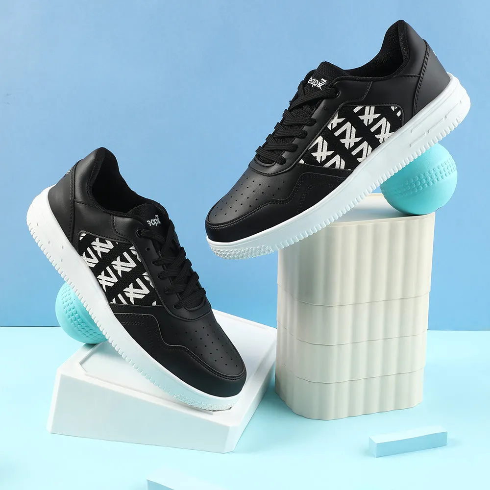 Leap7x Black Casual Lacing Sneakers For Men SNOOKIS By Liberty daily - use shoes basketball - court running shoes