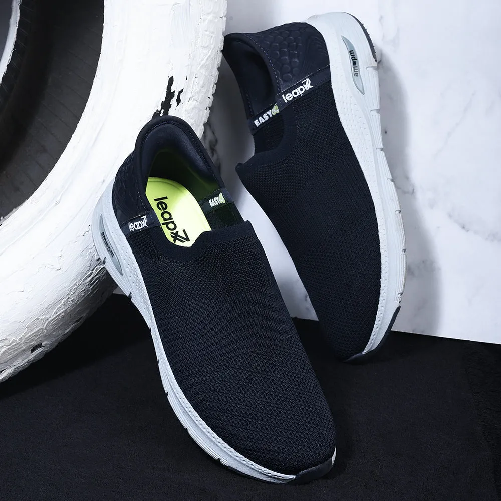 Leap7x By Liberty Men EAZY-M N.Blue Sports Non Lacing Shoes Contoured Arch Stability Heel Counter