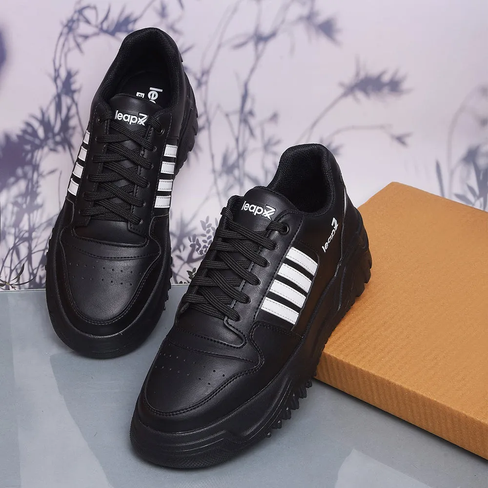 color - fast Precision Stitching Techniques Leap7x Casual Black Lacing Sneakers For Men JAXER-1E By Liberty