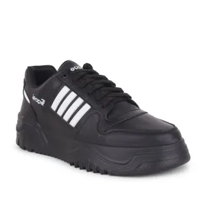 multi - surface adaptable running in national tracks shoes Leap7x Casual Black Lacing Sneakers For Men JAXER-1E By Liberty