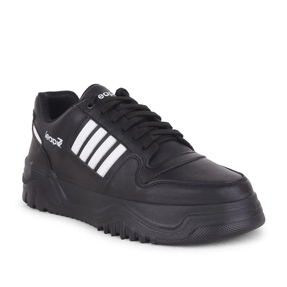 multi - surface adaptable running in national tracks shoes Leap7x Casual Black Lacing Sneakers For Men JAXER-1E By Liberty