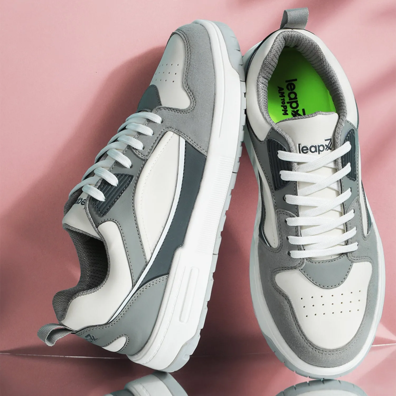 Light Color surfing shoes Leap7x Light Grey Casual Lacing Sneakers For Men LAPON-1E By Liberty