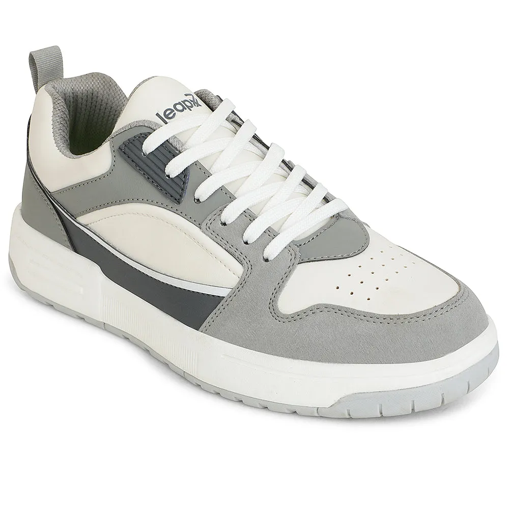 Leap7x Light Grey Casual Lacing Sneakers For Men LAPON-1E By Liberty Traction pattern forefoot