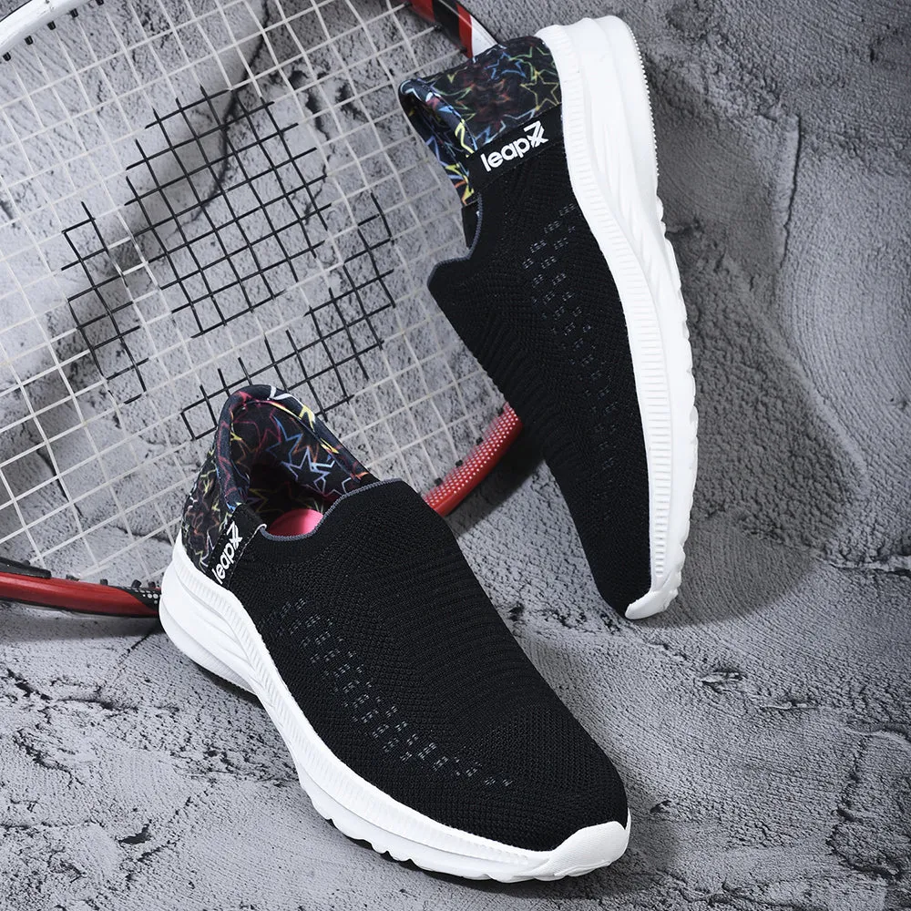 Leap7x Non Lacing Black Casual Slip on Shoes For Women EAZY By Liberty Convenient Midfoot Lock