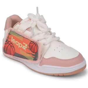 Leap7x Peach Casual Lacing Sneakers For Kids ENVY-2 By Liberty stain - resistant shoes