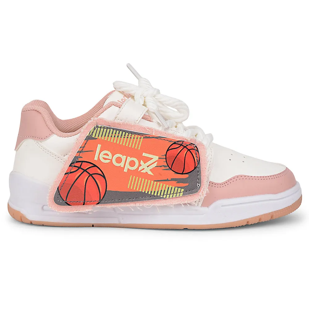 Leap7x Peach Casual Lacing Sneakers For Kids ENVY-2 By Liberty Cross Ventilation Channels Lateral Stability Cage