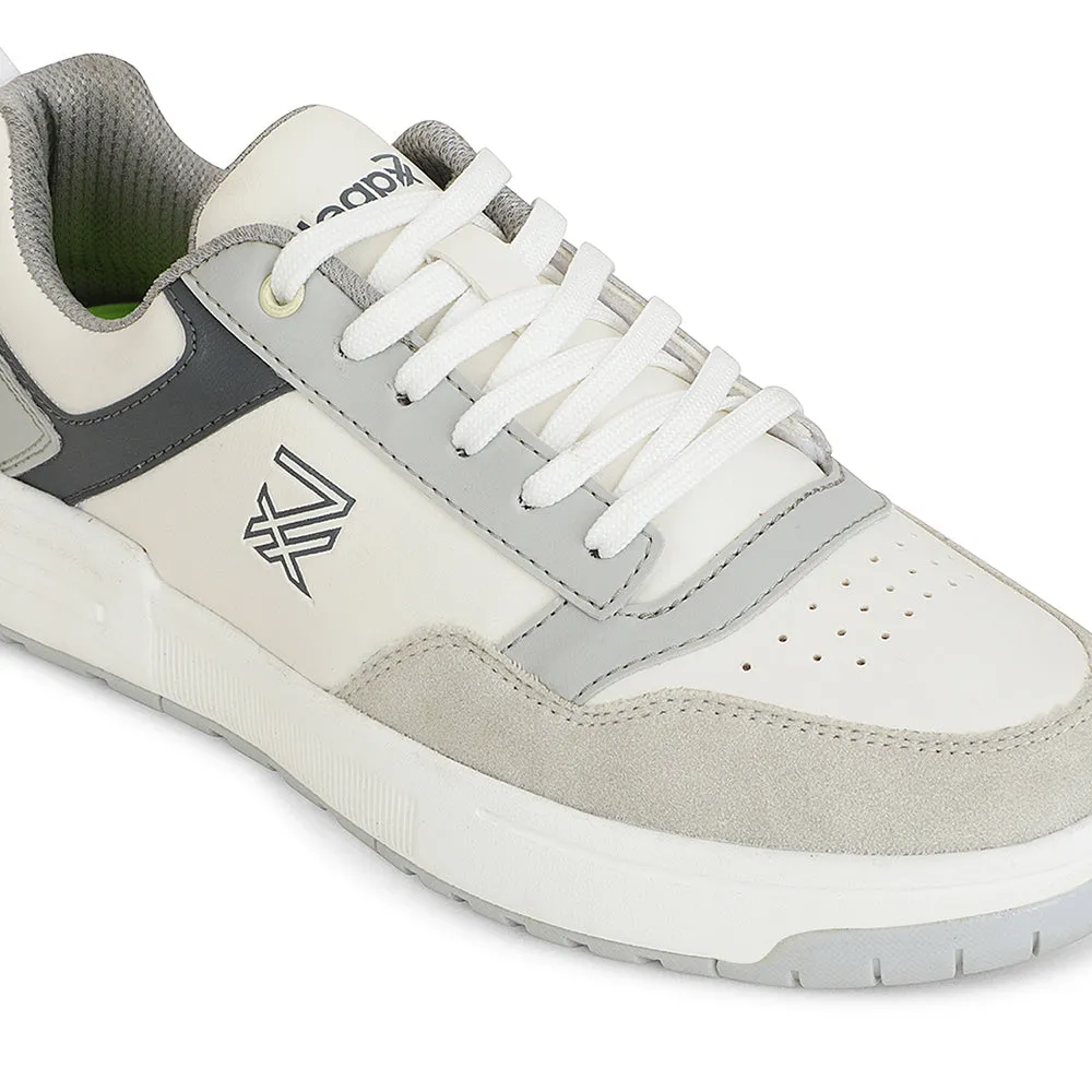 Leap7x White Casual Lacing Sneakers For Men AMAZER-10E By Liberty SyntheticUpper Dual   Density Midsole