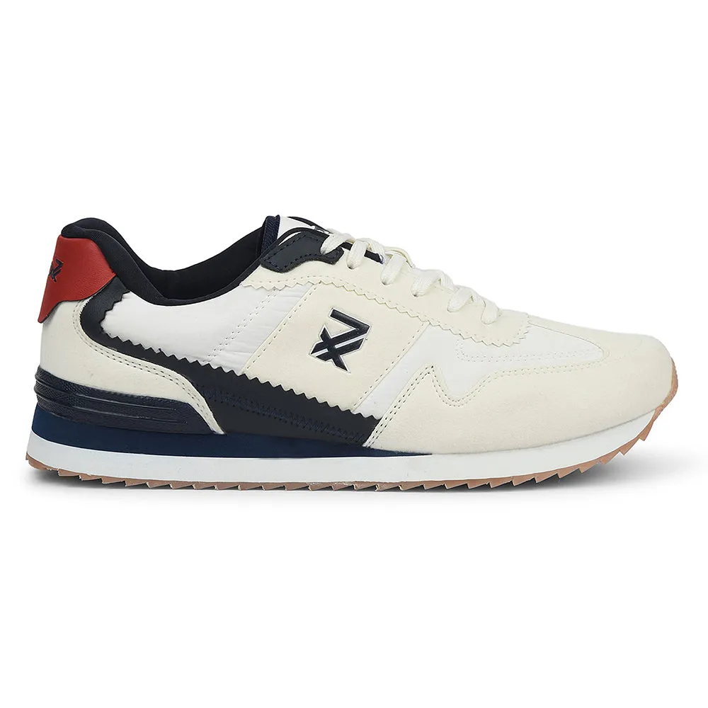 fitness essential Cushioned Midsole Design Leap7x White Sporty Casual Lacing Sneakers For Men CRISTO-1 By Liberty