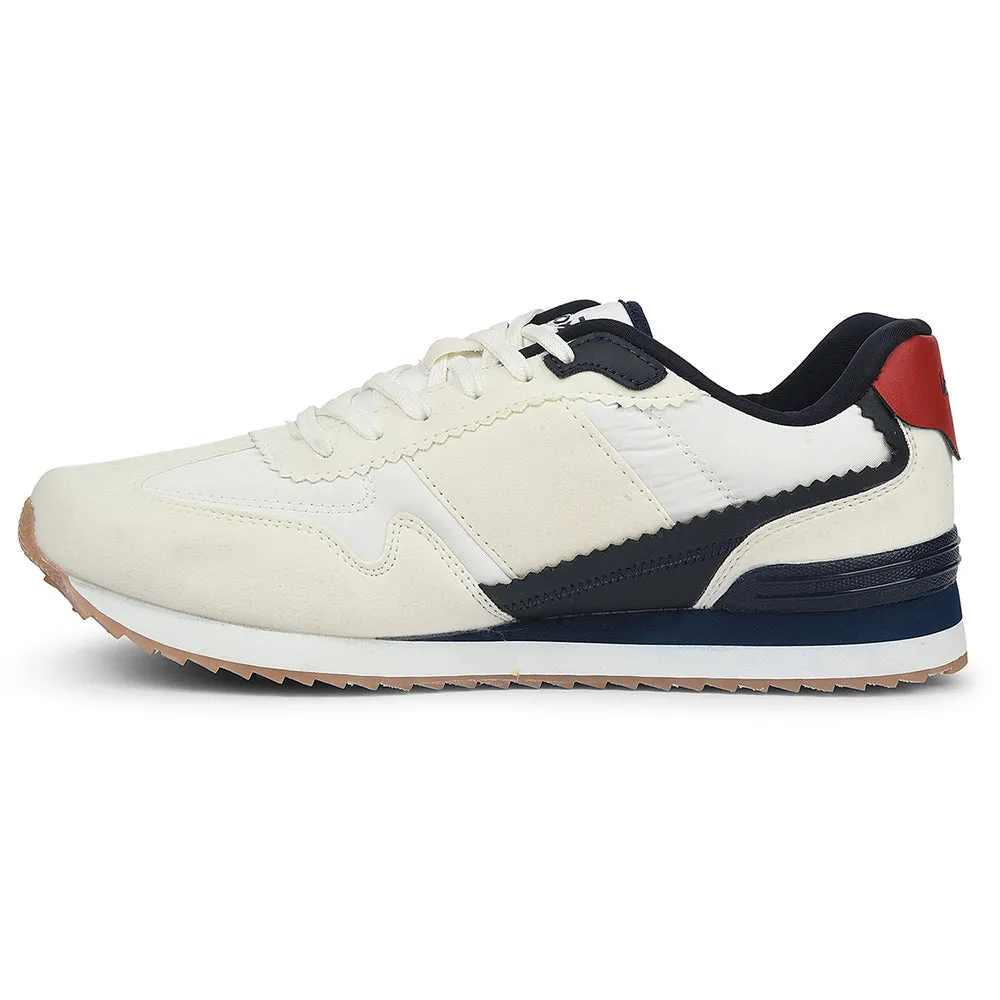 running in solid colors Leap7x White Sporty Casual Lacing Sneakers For Men CRISTO-1 By Liberty