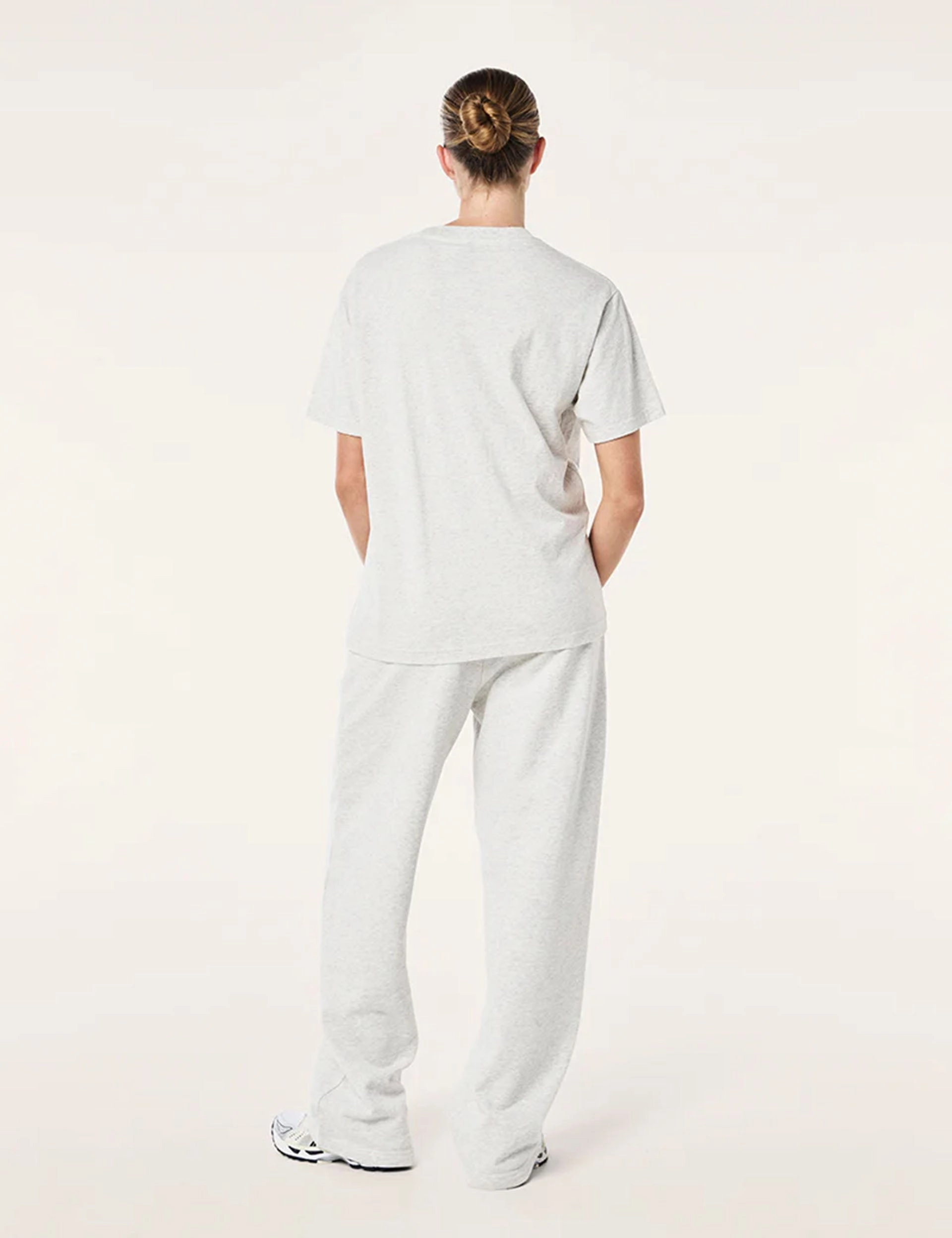 Tailored Seams Roll Up Sleeve Design Liberation Tee - Light Grey Marle