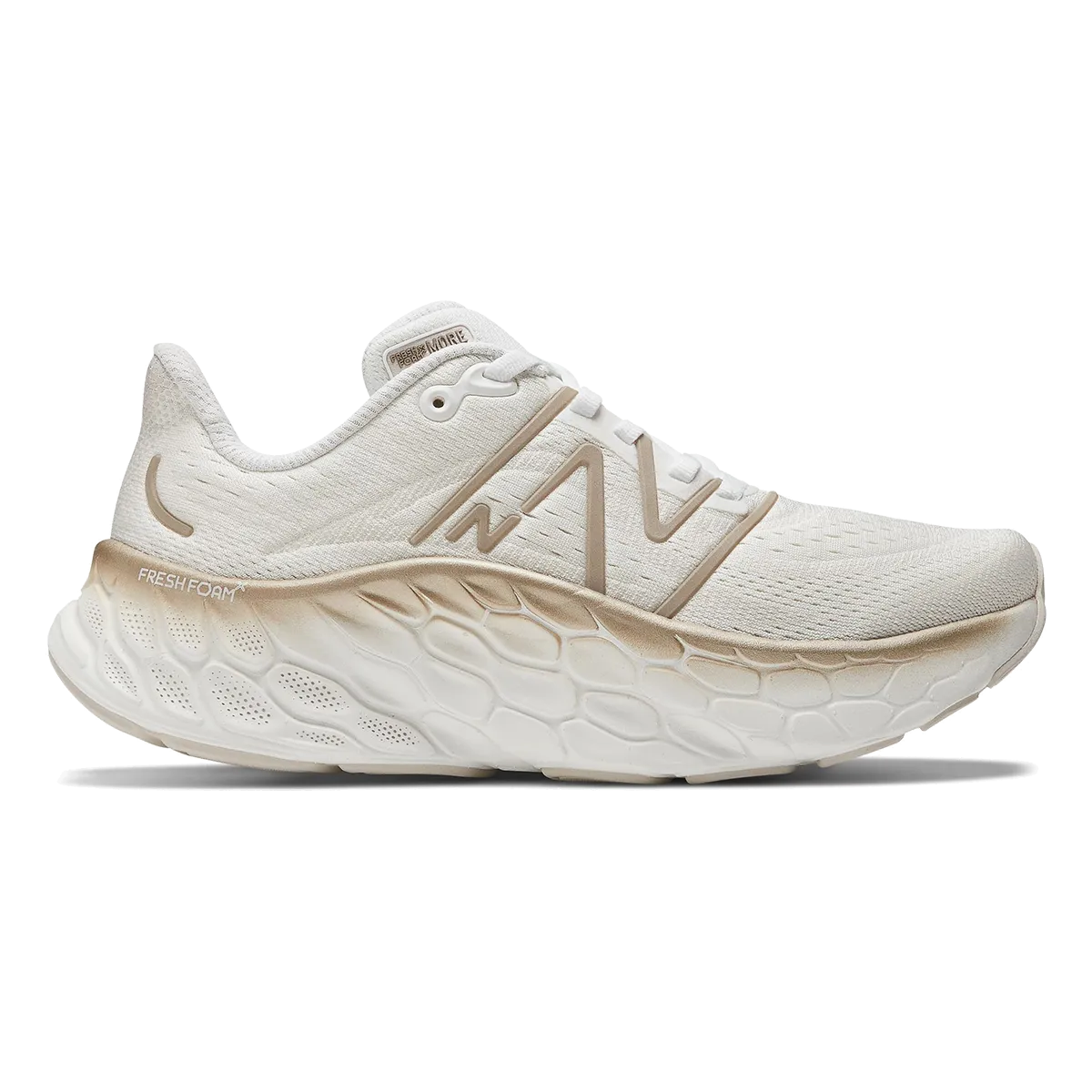 New Balance Fresh Foam X More V4 - White - Gold Metallic - Moonbeam Molded Grooves