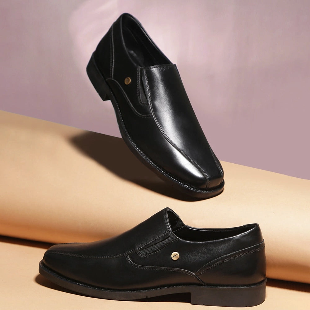 running with a dog shoes Moisture Control Footbed Fortune By Liberty Men ECO-02E Black Formal Non Lacing Shoes