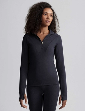Always Warm Half-Zip Base Layer Top - Black Marl Shape Retention Fabric