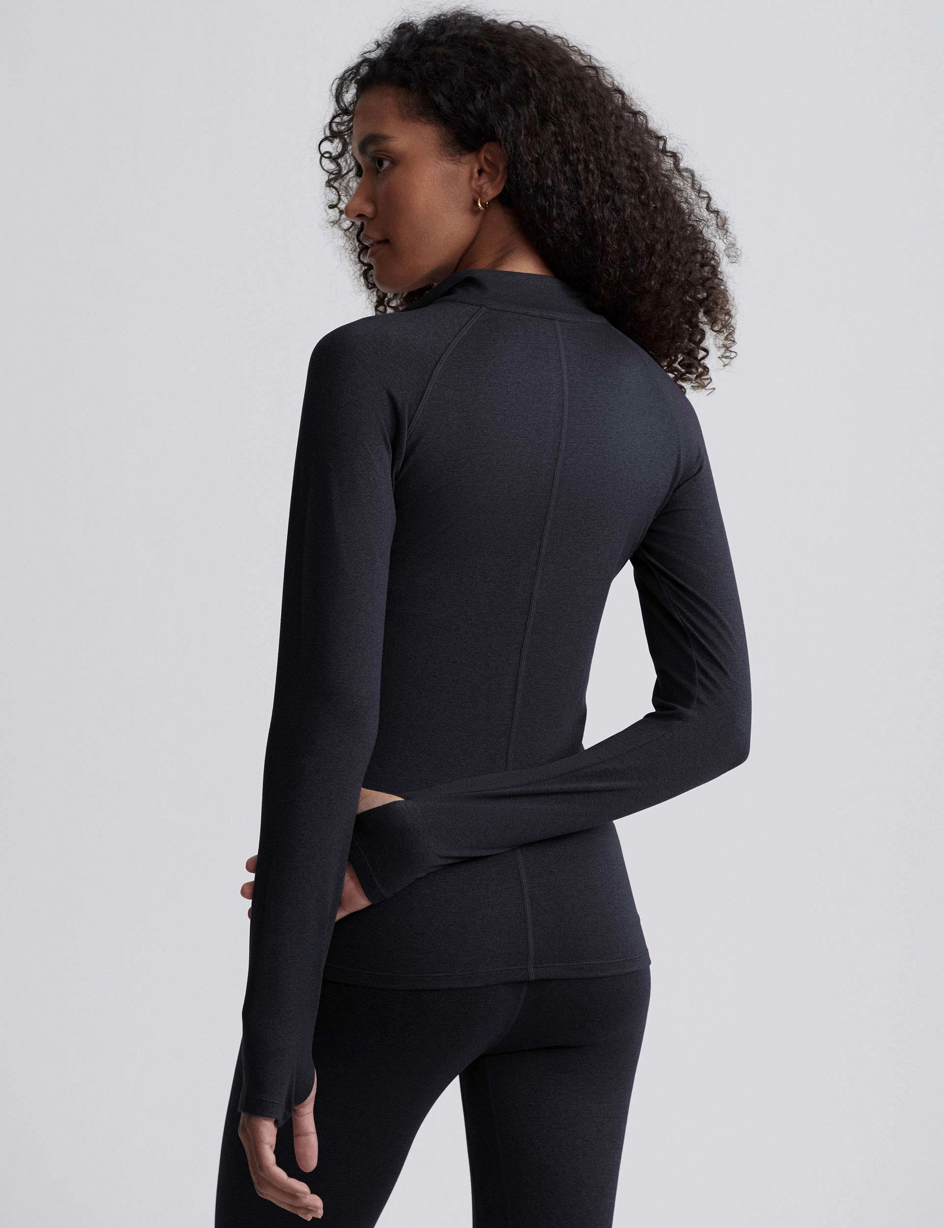 Always Warm Half-Zip Base Layer Top - Black Marl Tagless Neckline Design SeamlessKnitConstruction