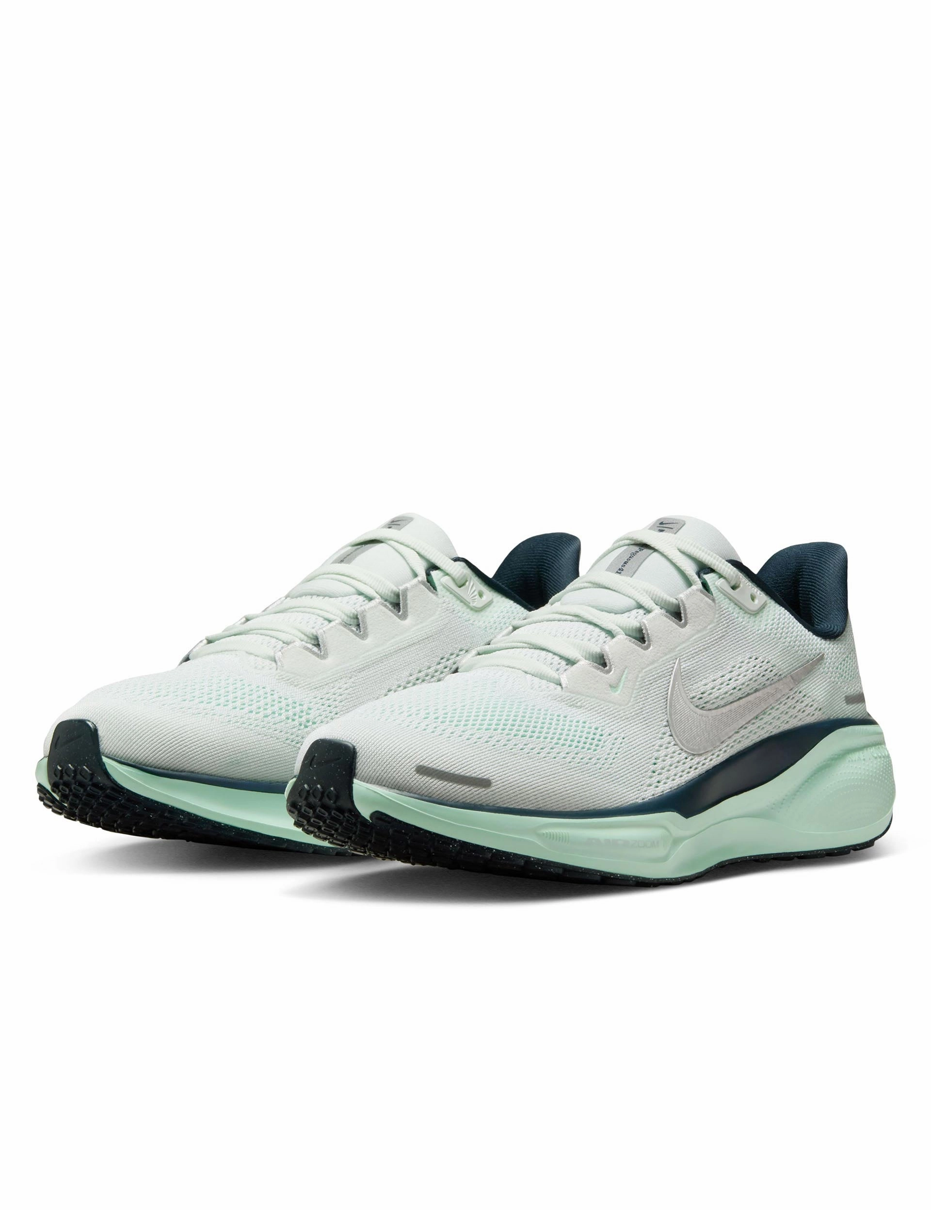 Pegasus 41 Shoes - Ghost Aqua/Metallic Silver/Mint Foam endurance training footwear