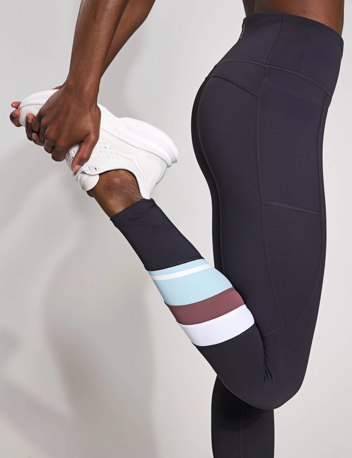 Squat Proof Indoor Exercise Limitless Legging - Charcoal/Pale Blue