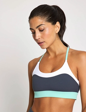 Comfortable Strap Layered Reinforcement Limitless Sports Bra - Charcoal/Teal
