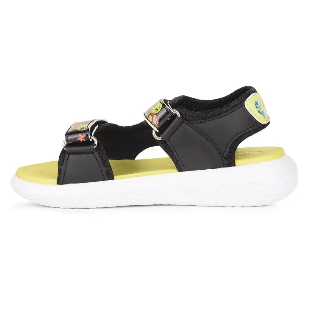 Durable Sole Lucy & Luke Black Casual Sandal For Kids HIPPO-51 By Liberty