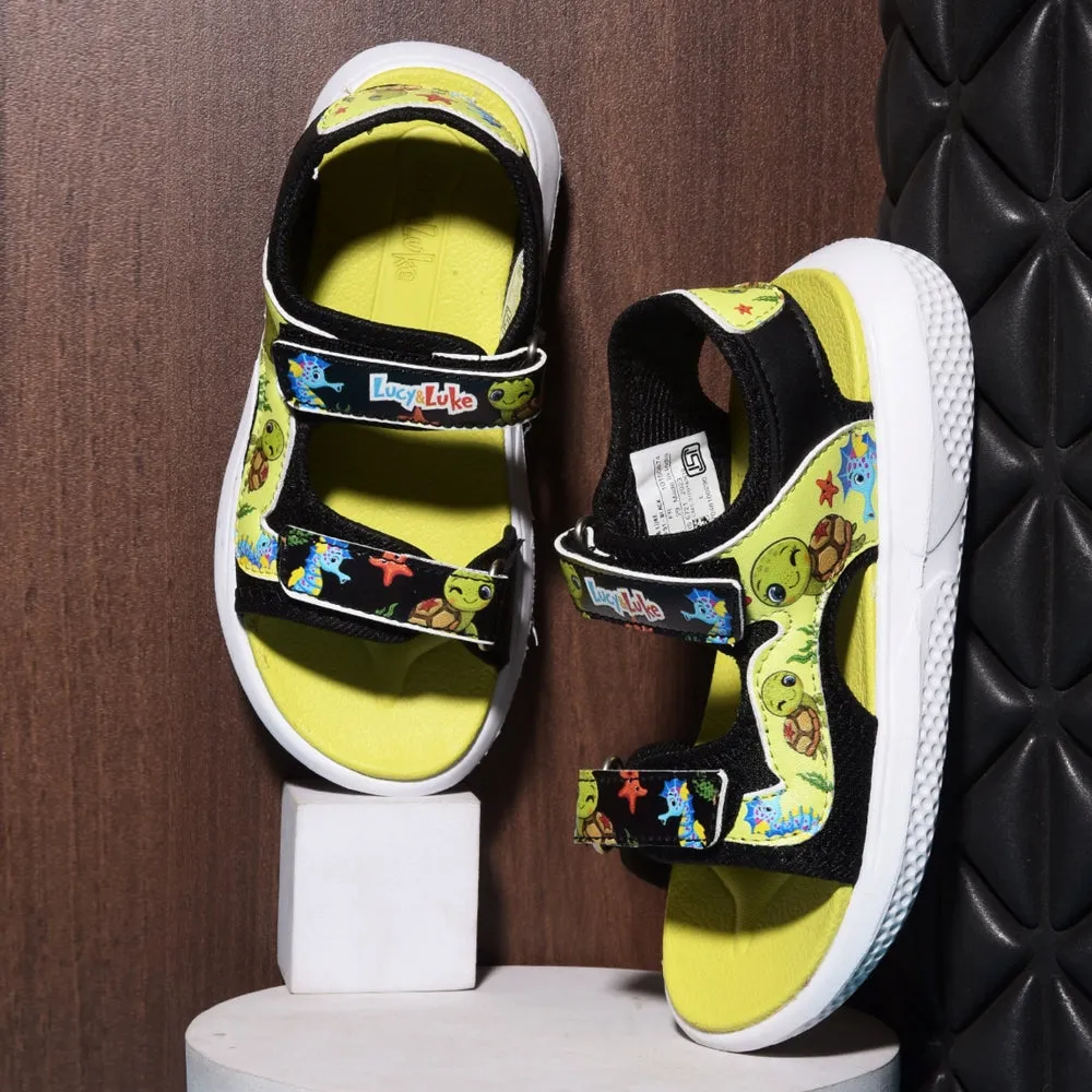 Lucy & Luke Black Casual Sandal For Kids HIPPO-51 By Liberty Temperature Regulating Insole