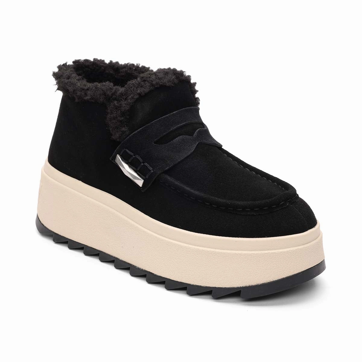 Impact Guard Lace Up Design Magic Moc Fur Lined Ankle Bootie