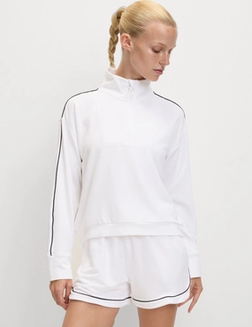 ThermalRegulation Modal Rich Funnel Neck Half Zip Top - White