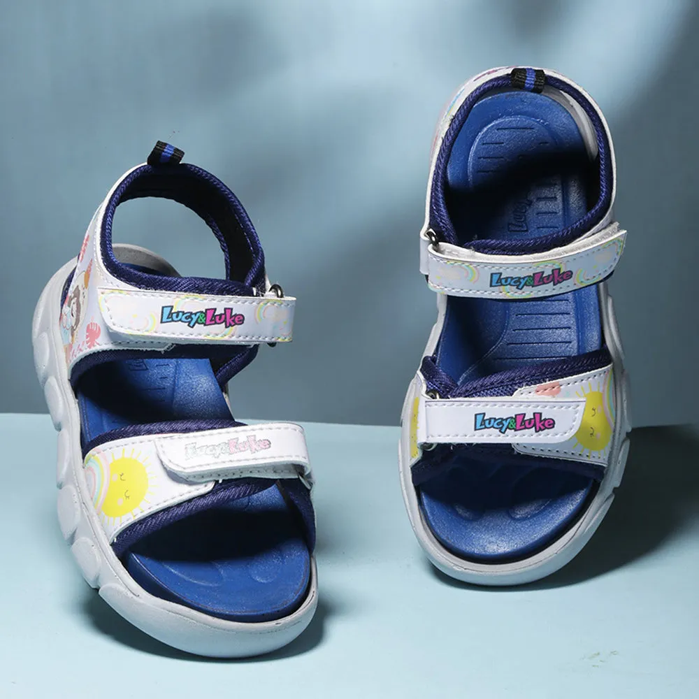 Lucy & Luke Casual Sky Blue Sandal For Kids FLYNN-41 By Liberty Textured Outsole