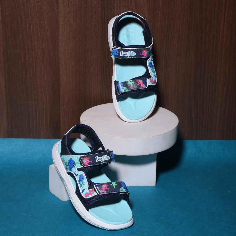 Lucy & Luke  Navy Blue Casual Sandal For Kids HIPPO-51 By Liberty running with a smooth outsole