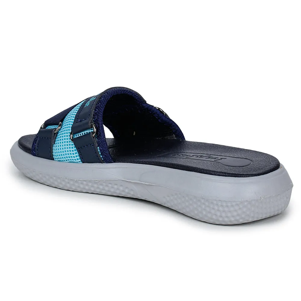 Lucy & Luke Navy Blue Slides For Kids HIPPO-12S By Liberty spring - loaded running option Weather Resistant Layer