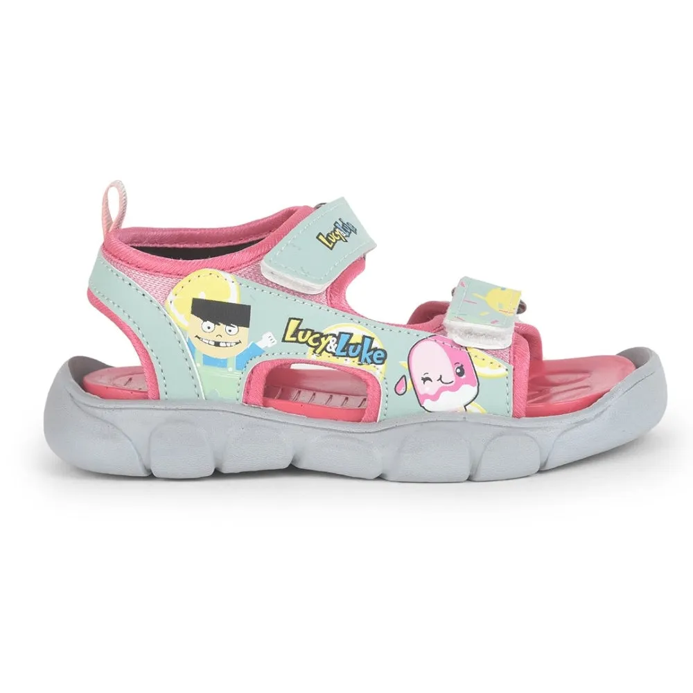 Lucy & Luke Pink Casual Sandal For Kids FLYNN-42 By Liberty snug shoes Self Adjusting Lacing
