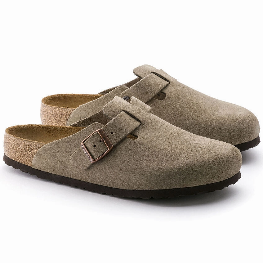 Birkenstock Boston Soft Footbed - Taupe Suede Stretch Fit